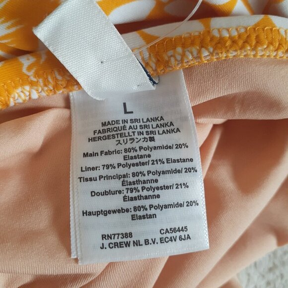 J. Crew Factory NWT Women's Large Orange Floral V-neck Ruched One Piece Swimsuit - Picture 6 of 15